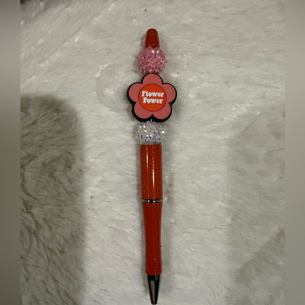 Flower Power Red Pen with Pink Accents
